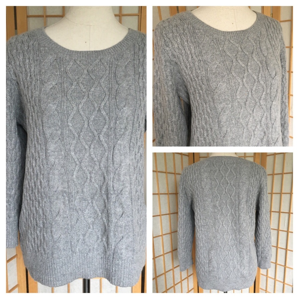 Ann Taylor Loft Grey Wool Blend Sweater SZ L